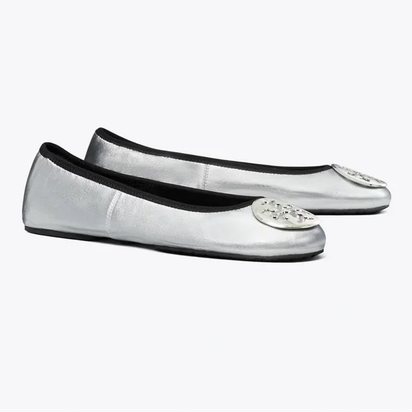 NEW Tory Burch Silver Ballet Flats Size 9 - Picture 8 of 9